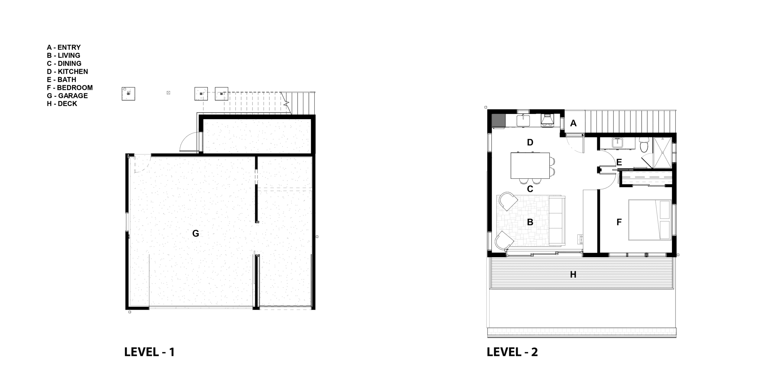 Detailed architectural floor plan of a two-level ADU in Richmond Beach.