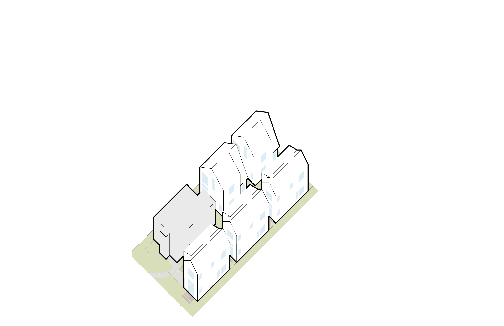 Architectural model of Office of Ordinary Architecture project at Beacon Hill Cottages.
