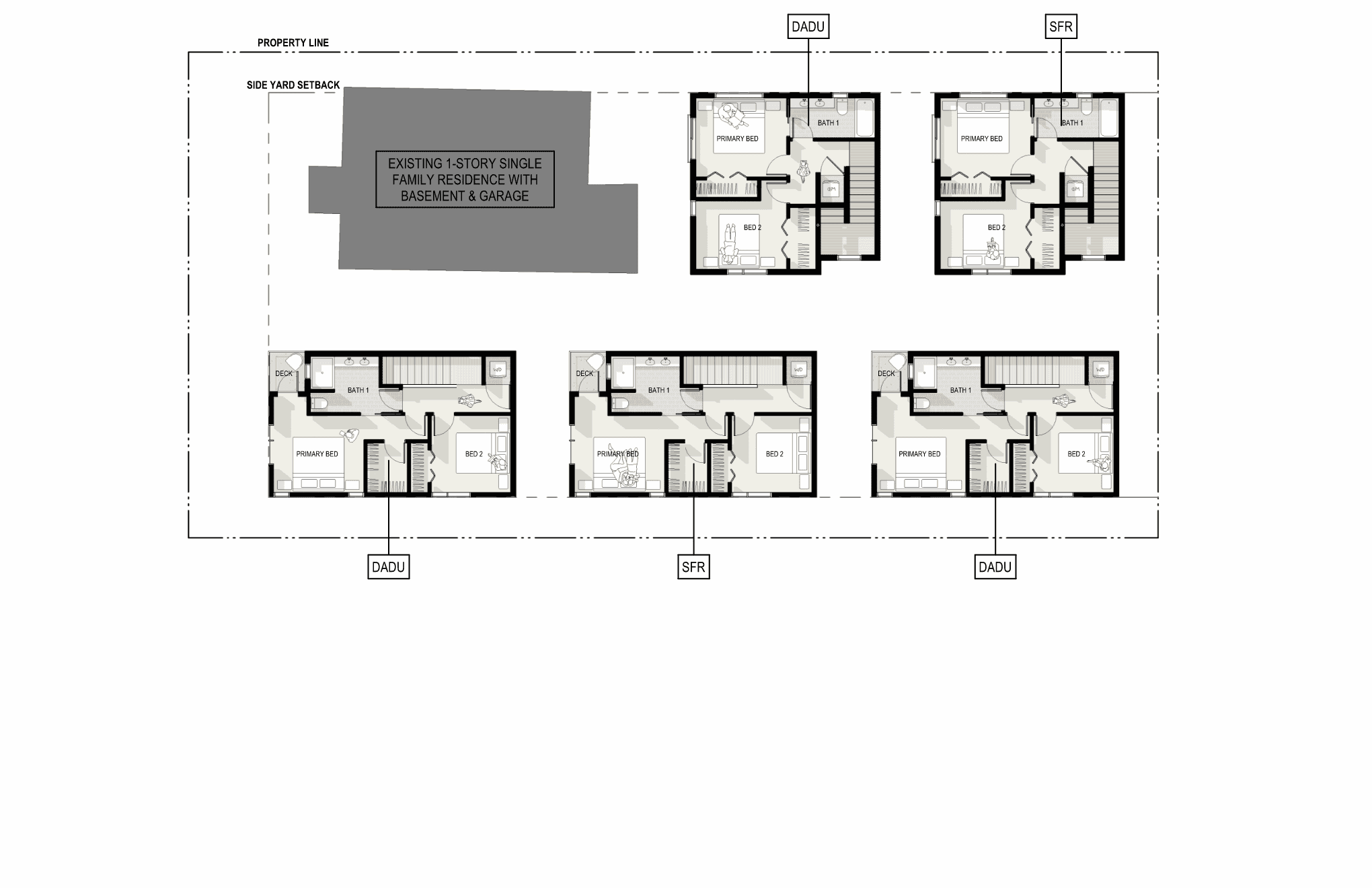 Architectural floor plan of BEACON HILL COTTAGES by Office of Ordinary Architecture.