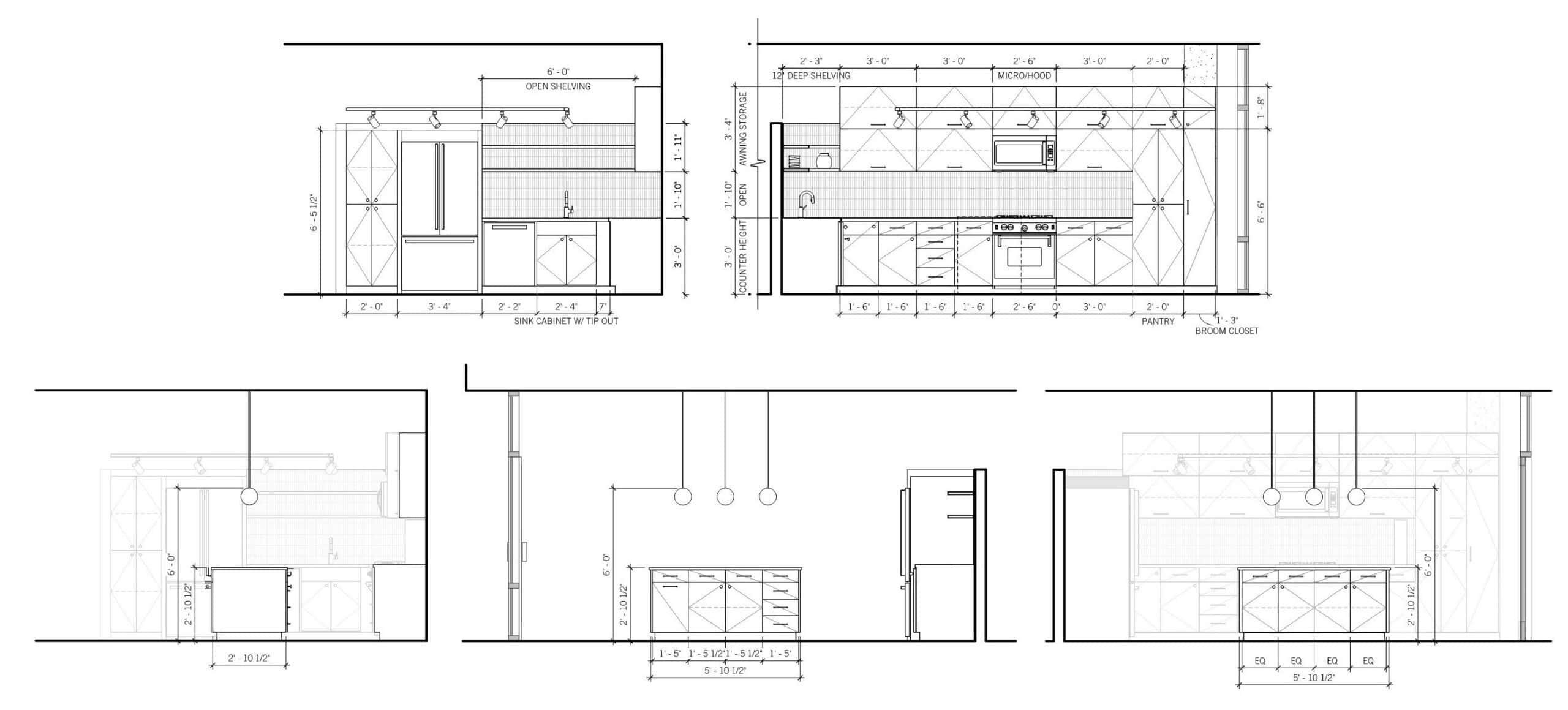 Architectural blueprint of a modern kitchen design for Uptown Kitchen project.