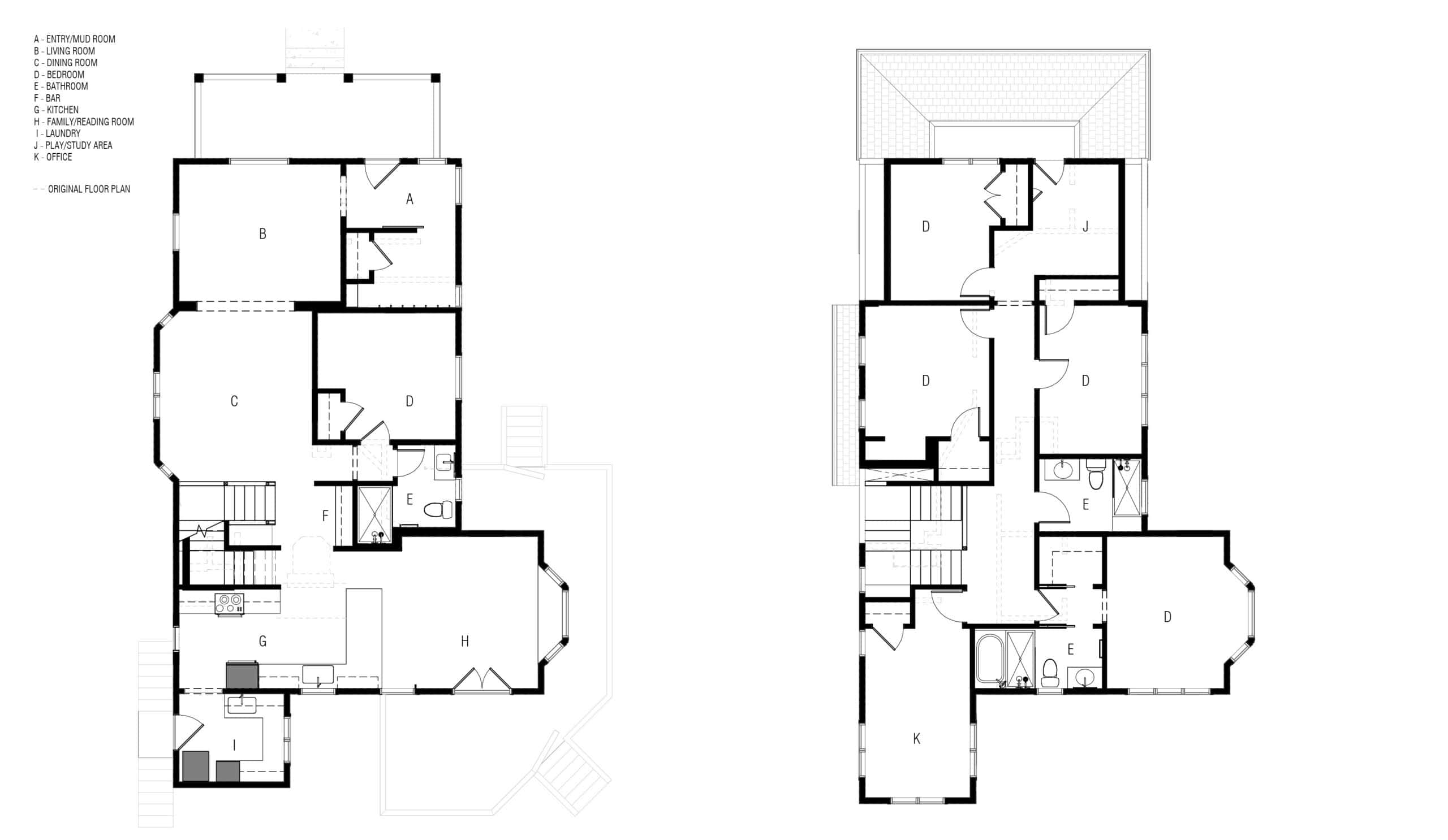 Architectural floor plans for Seward Park Remodel project.