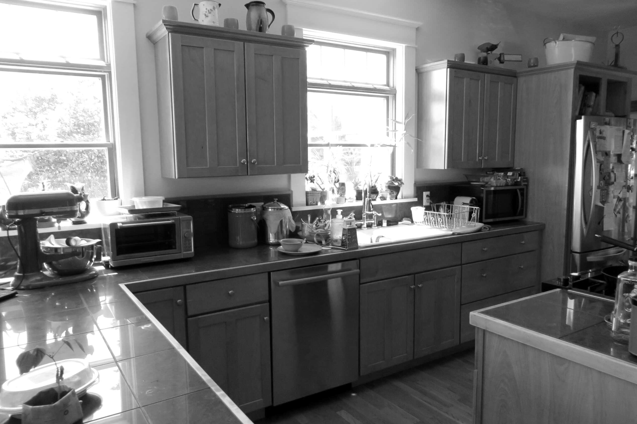 Vintage-inspired kitchen with wooden cabinets and modern appliances.