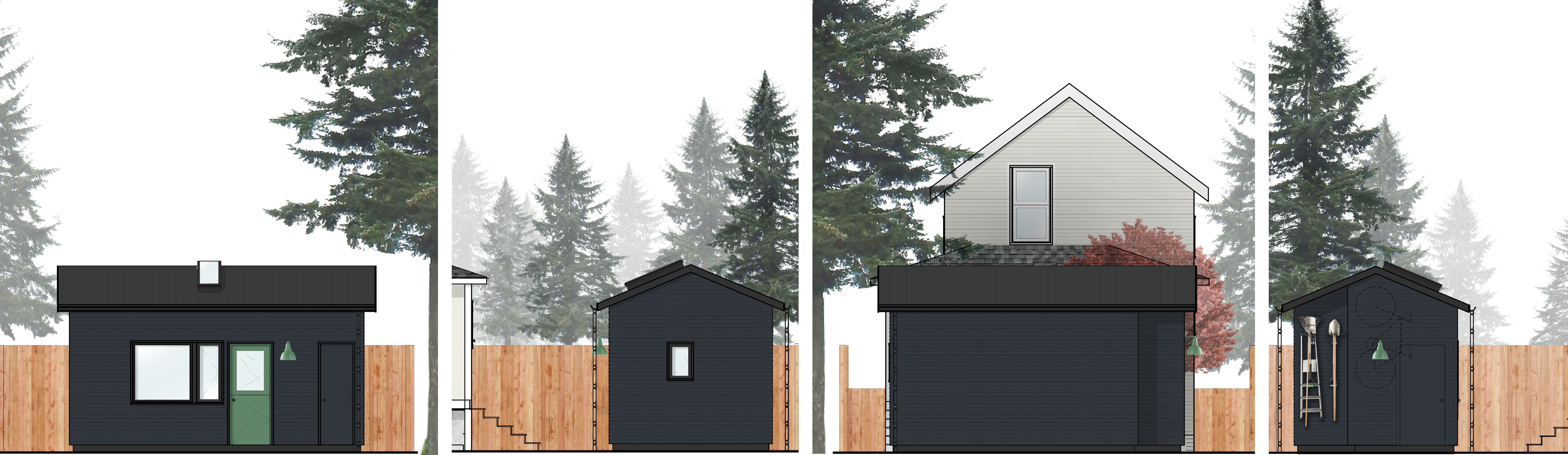 Modern ADU design with sleek black exterior and minimalist architecture.