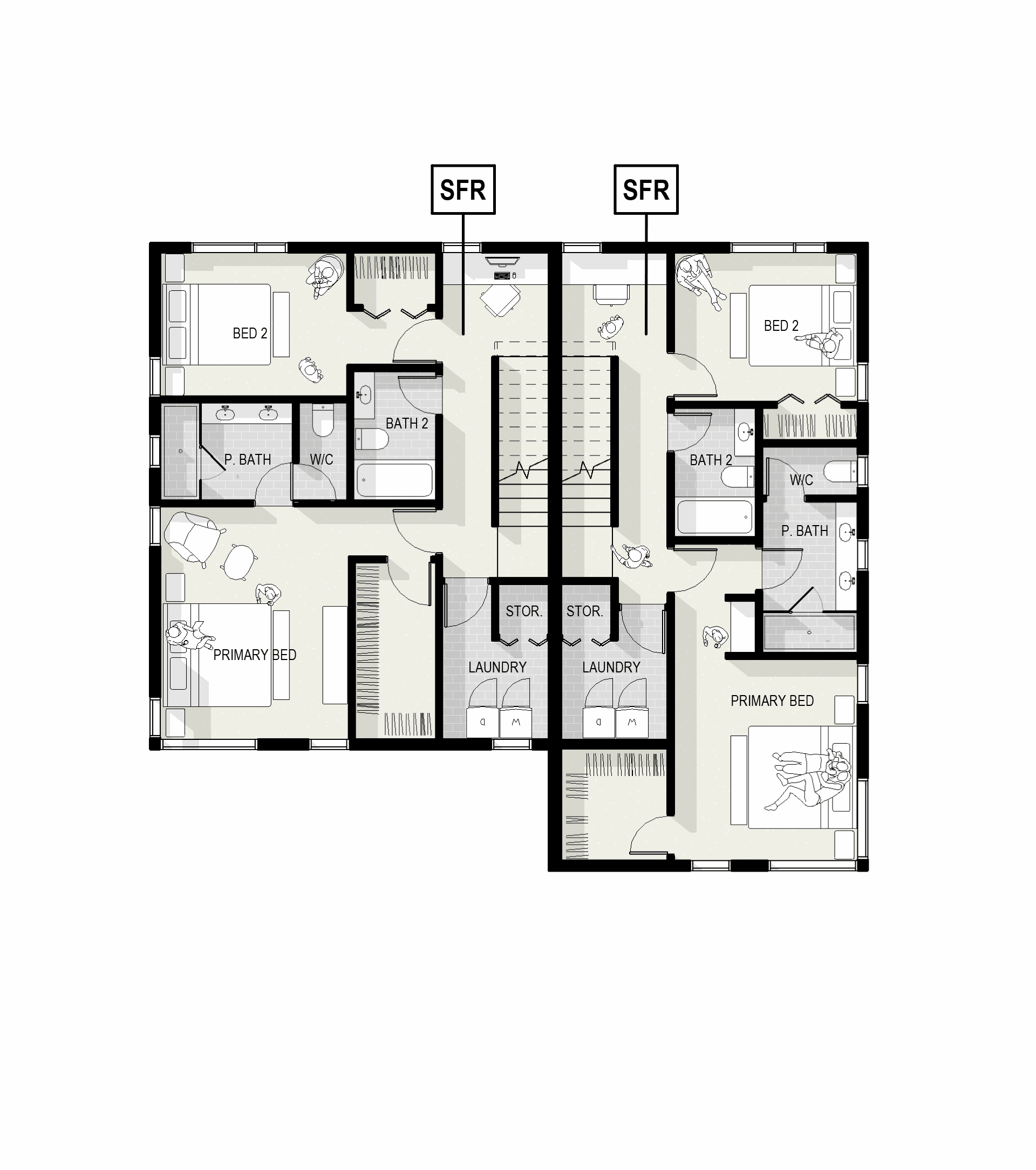 Architectural floor plan of urban infill housing project on Lane St.