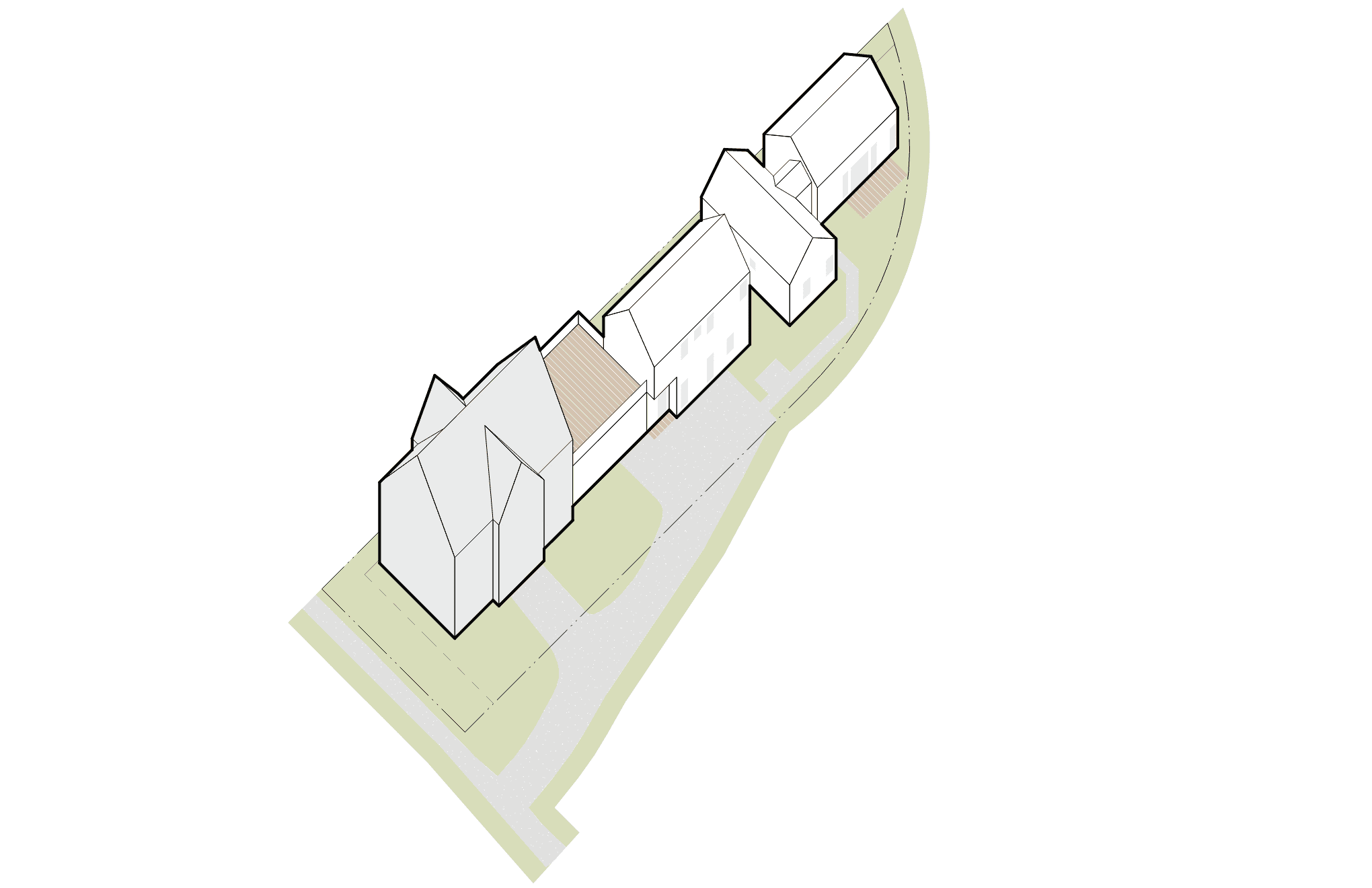 Architectural site plan of Office of Ordinary Architecture project at Beacon Hill Cottages.