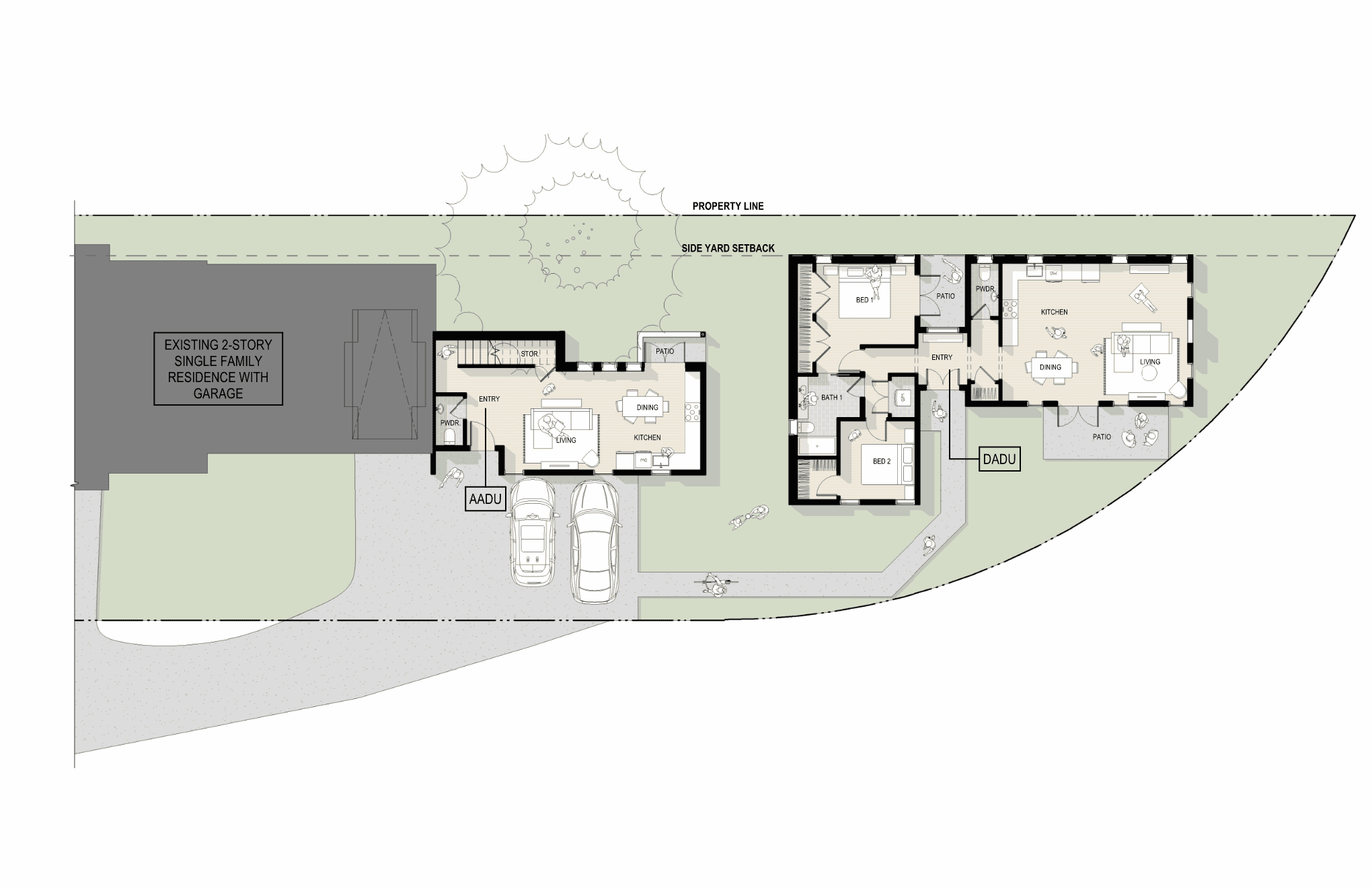 Architectural floor plan of Office of Ordinary Architecture project at Beacons Hill Cottages.
