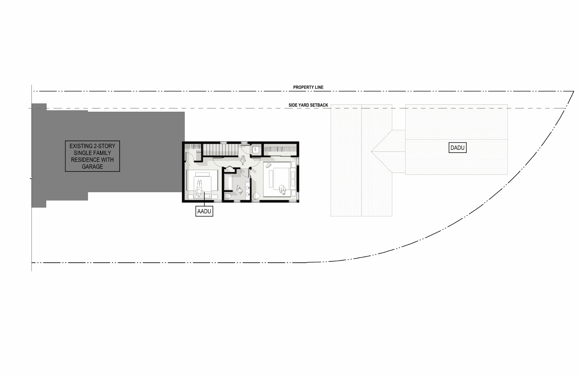 Architectural site plan of Office of Ordinary Architecture project at Beacon Hill Cottages.