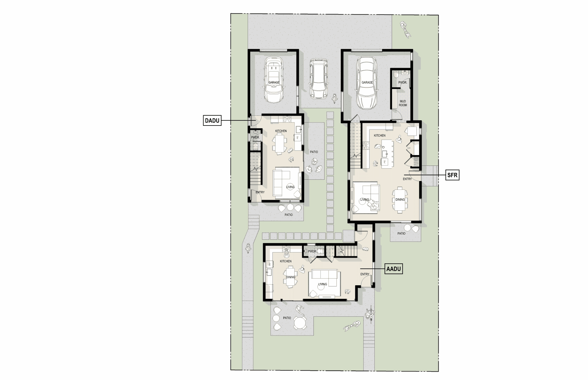Architectural floor plan of Office of Ordinary Architecture project at Beacon Hill Cottages.