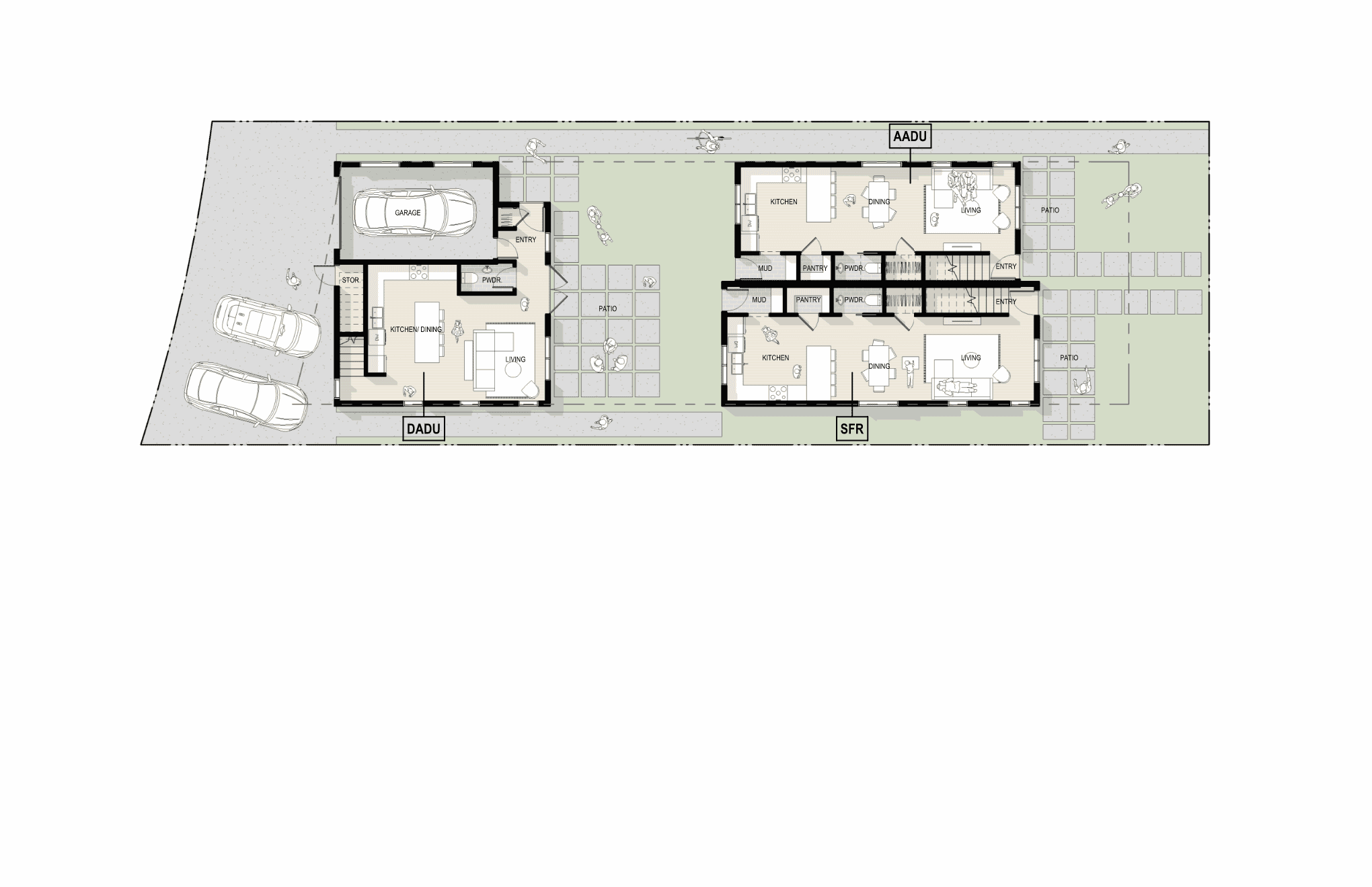 Architectural floor plan of Office of Ordinary Architecture project at Beacon Hill Cottages.