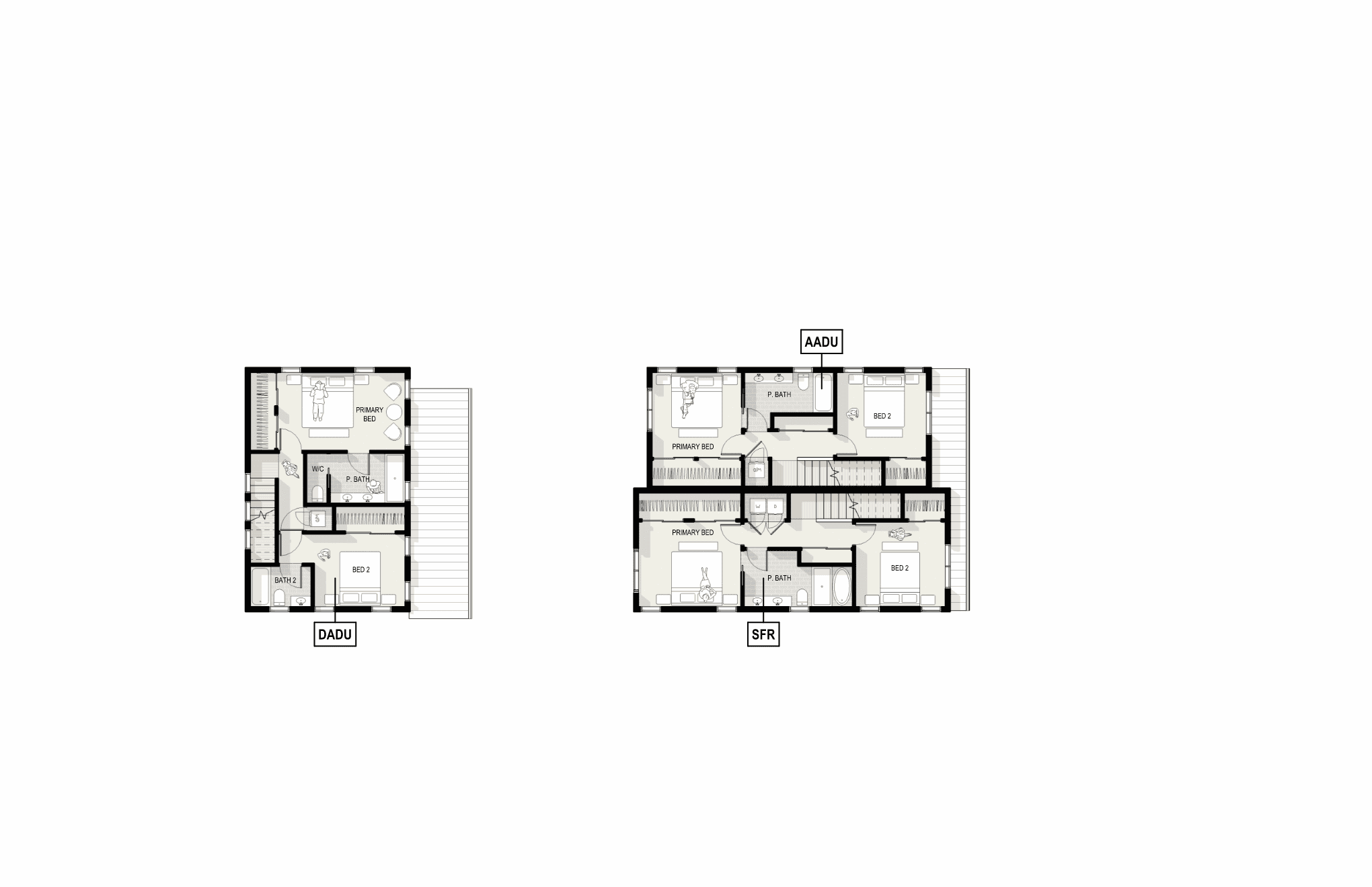 Architectural floor plan of a residential building for West Seattle urban infill project.