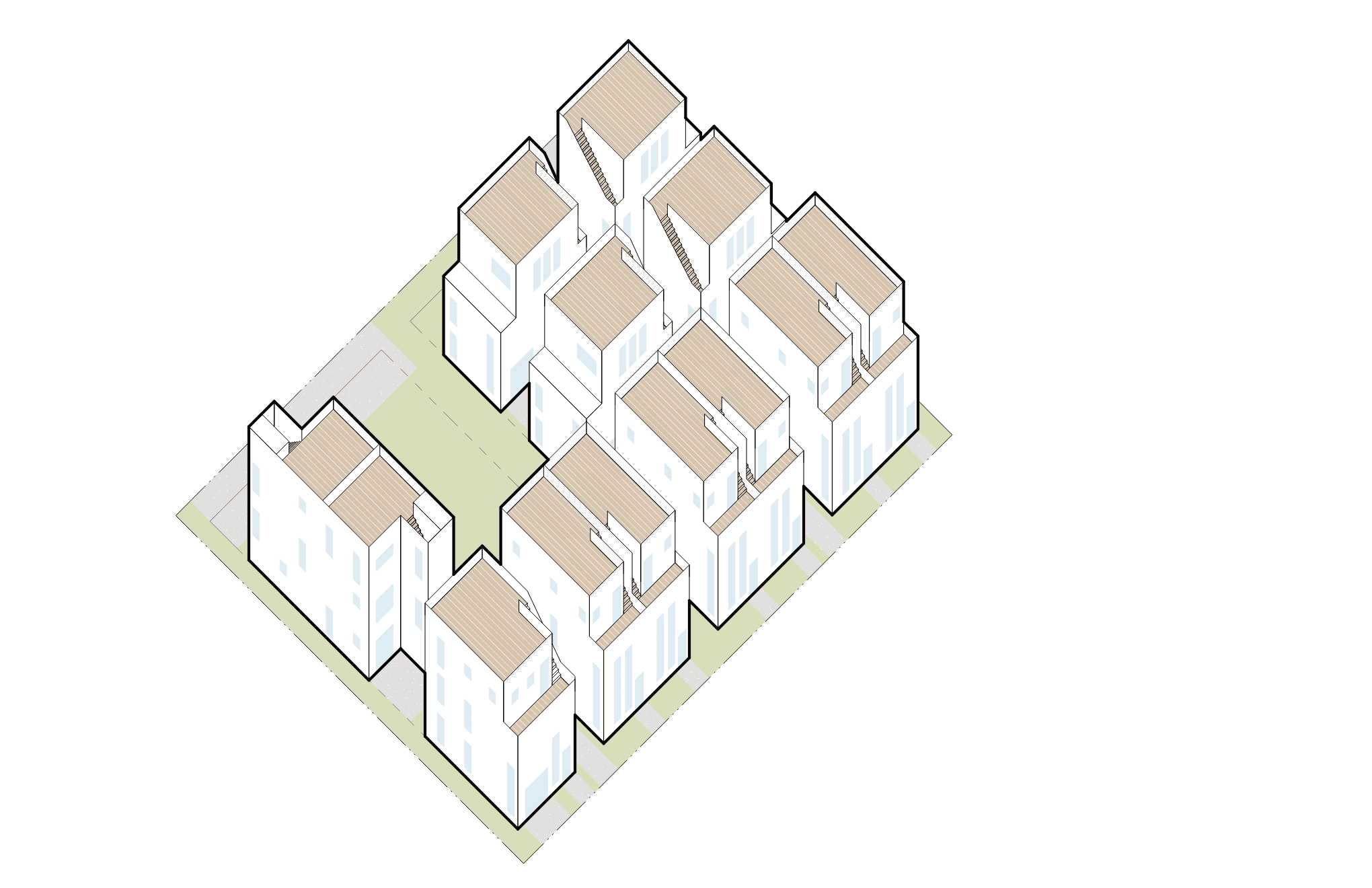Architectural plan of Office of Ordinary Architecture project in Beacon Hill Cottages.