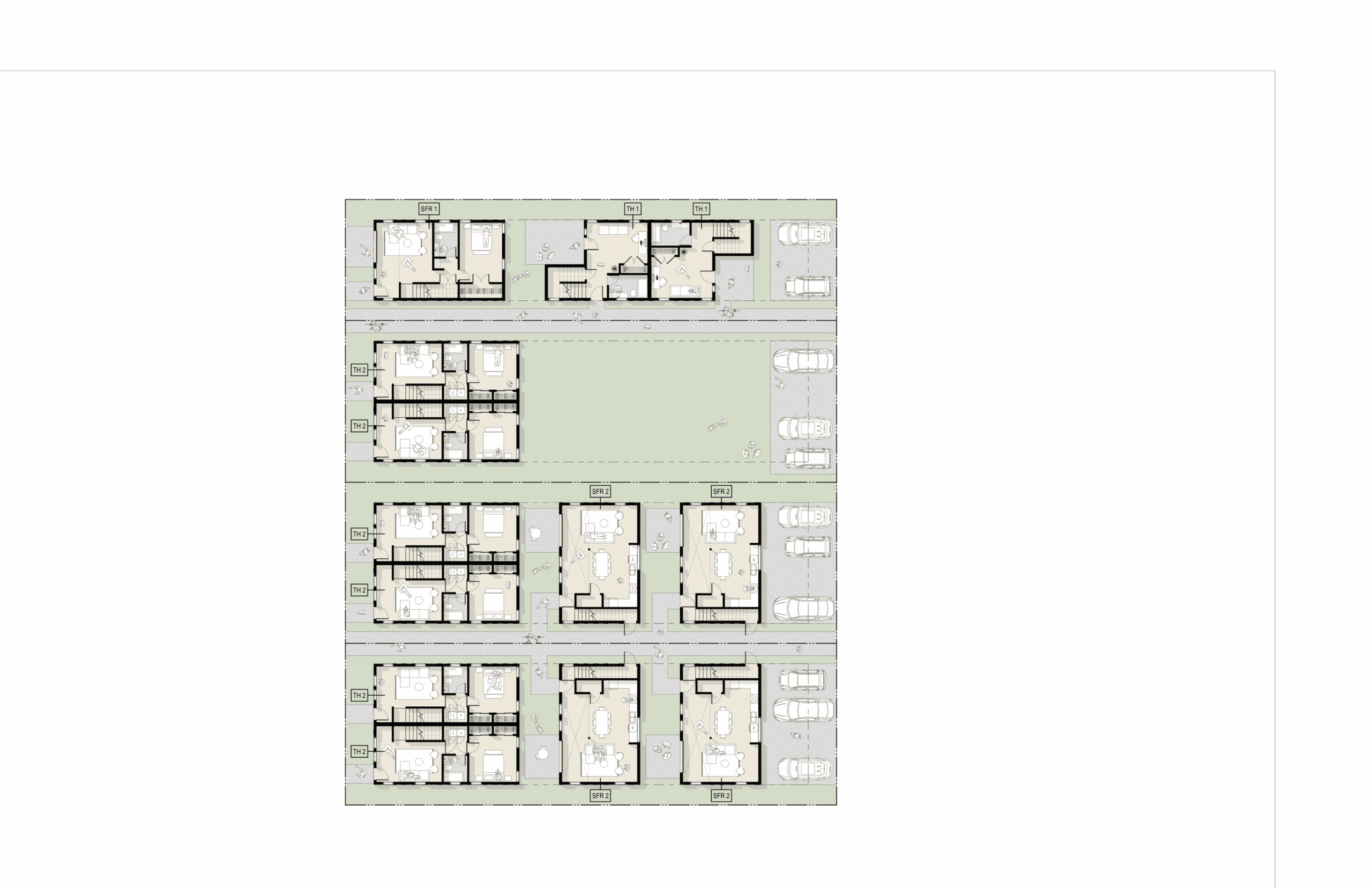 Architectural floor plan of Office of Ordinary Architecture project at Beacon Hill Cottages.
