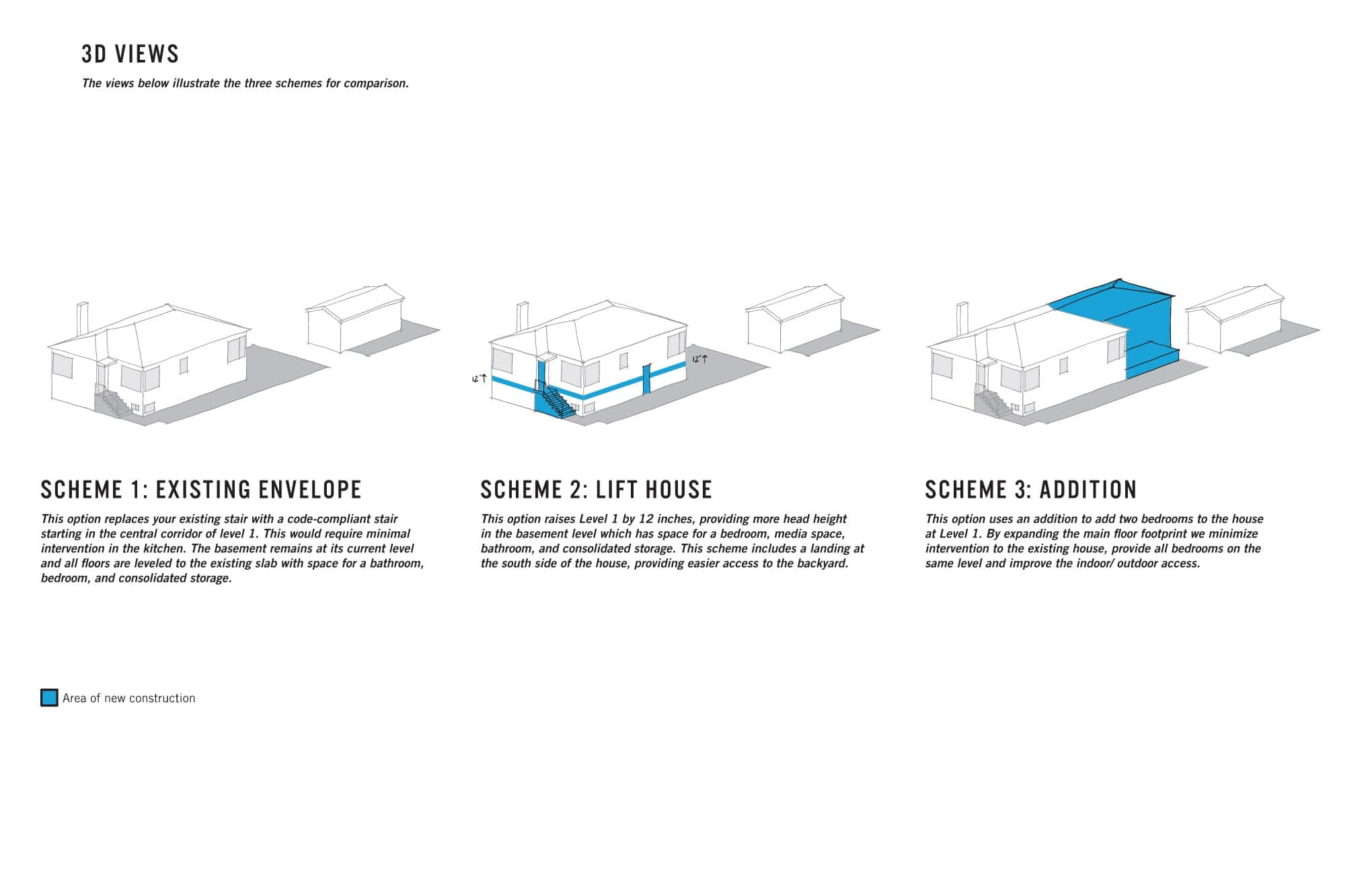 Architectural diagram showing addition to existing house in Beacon Hill Addition project.